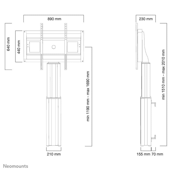 EAN 8717371445881 - Neomounts MOTORIZED RAL9005 SLVR 42-100IN 200X200/1200X600 150KG+BRACKETS 2,54 m (100") Plata imagen 7