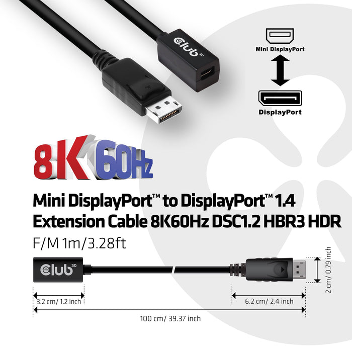 EAN 8719214471446 - CLUB3D cac-1120 1 m Mini DisplayPort DisplayPort Negro imagen 8