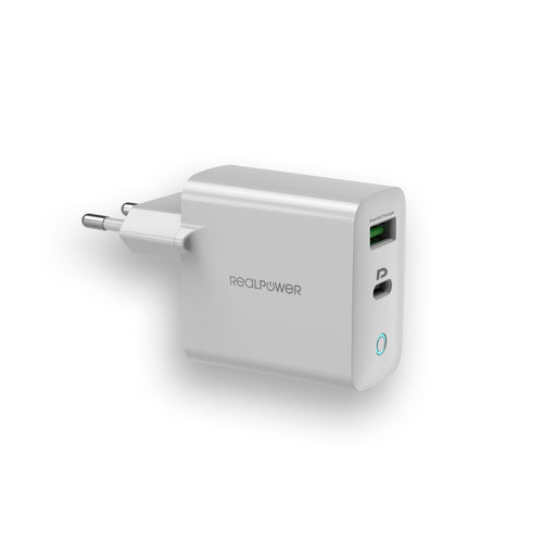 EAN 4040895008596 - RealPower 352262 cargador de dispositivo móvil Universal Blanco Corriente alterna Carga rápida Interior imagen 1