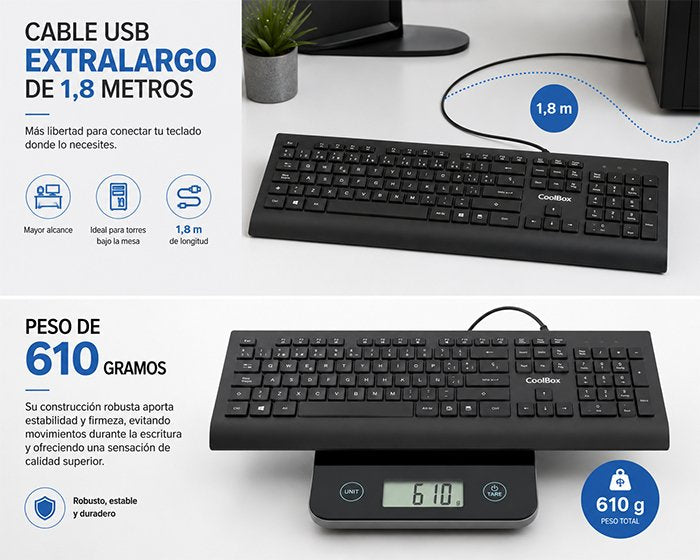 EAN 8436624423628 - CoolBox COO-TEC01-U teclado Hogar / Oficina QWERTY Español Negro imagen 7