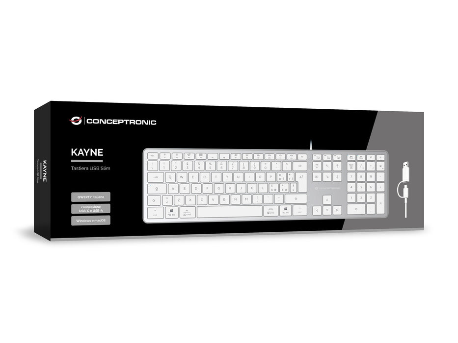 EAN 4015867245392 - Conceptronic KAYNE02WIT teclado Universal USB QWERTY Italiano Blanco imagen 3