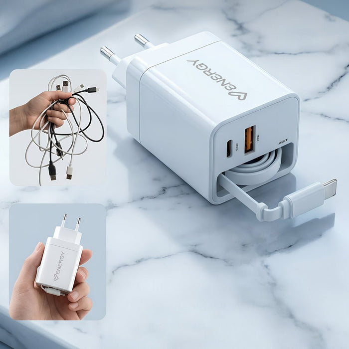 EAN 8432426500895 - Energy Sistem Retractable Charger Universal Blanco Corriente alterna Interior imagen 4