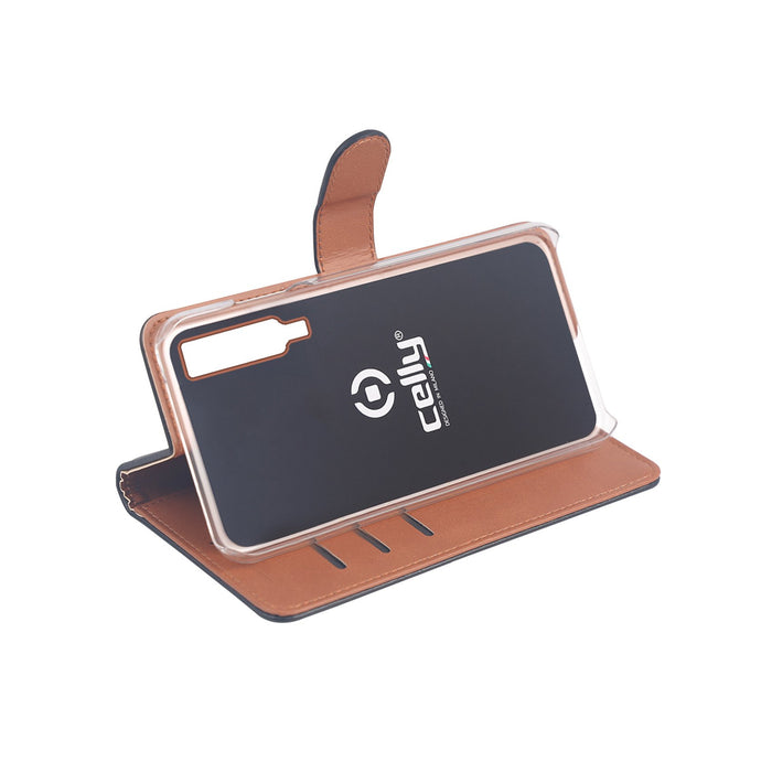 EAN 8021735746218 - Celly WALLY795 funda para teléfono móvil 15,2 cm (6") Funda cartera Negro, Marrón imagen 2