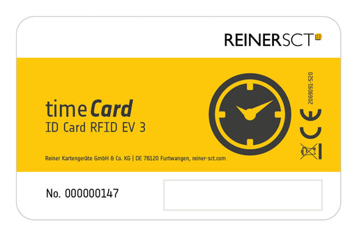 EAN 4011170085120 - Reiner SCT timeCard Premium card MIFARE DESFire EV3 etiqueta RFID Negro, Blanco, Amarillo 100 pieza(s) imagen 1