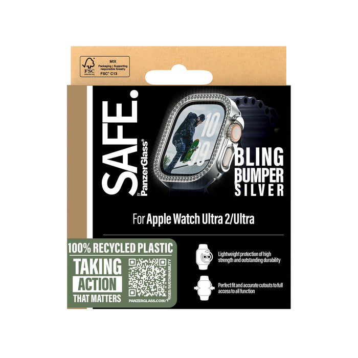EAN 5715685003790 - PanzerGlass SAFE. by ® Bling Bumper Silver Apple Watch Ultra 3 | Ultra 2 | Ultra | 49mm funda para teléfo imagen 3