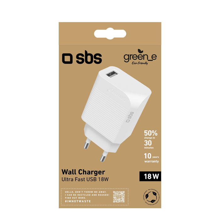EAN 8018417415197 - SBS GRETR1USB18W cargador de dispositivo móvil Universal Blanco Corriente alterna Carga rápida Interior imagen 3