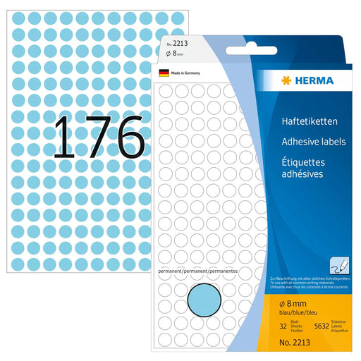 EAN 4008705022132 - HERMA 2213 etiqueta autoadhesiva Círculo Azul 5632 pieza(s) imagen 1