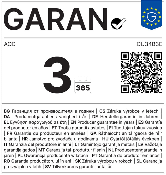 EAN 4038986113250 - AOC B3 CU34B3E pantalla para PC 86,4 cm (34") 3440 x 1440 Pixeles Wide Quad HD LED Negro imagen 16