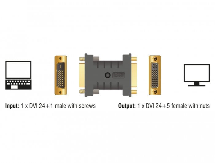 EAN 4043619633135 - DeLOCK 63313 cambiador de género para cable 1 x DVI 24+1 1 x DVI 24+5 Negro imagen 2