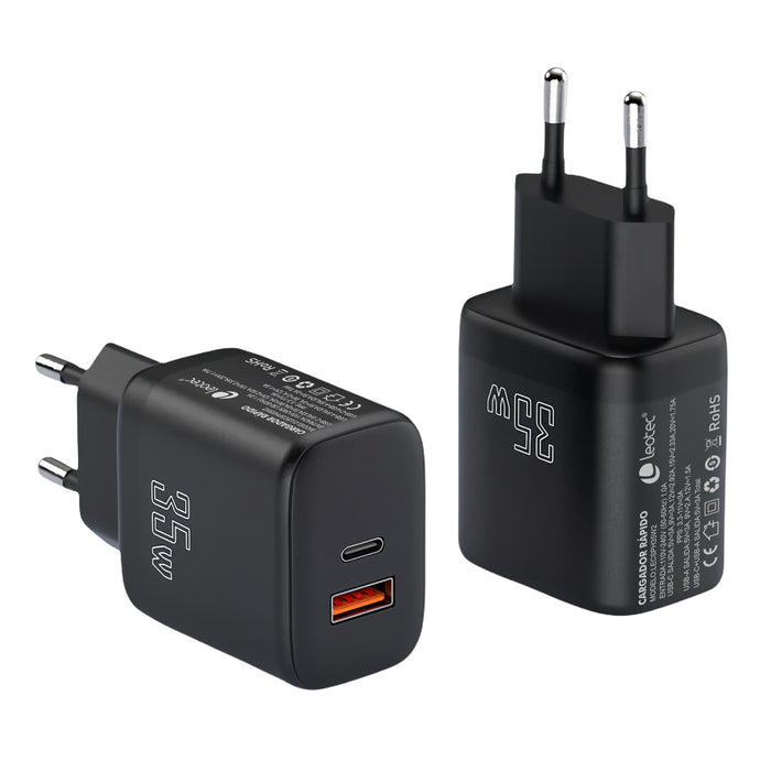 EAN 8436588882561 - Leotec LECSPH35W2K cargador de dispositivo móvil Universal Negro Corriente alterna Carga rápida Interior imagen 2