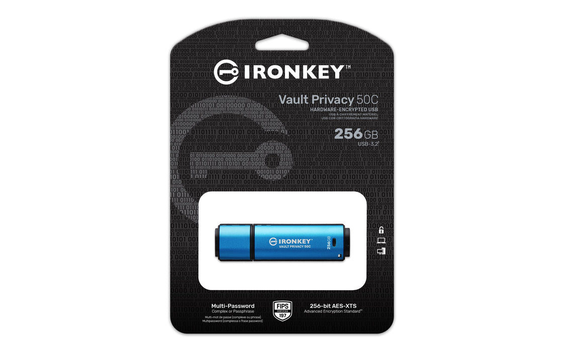 EAN 0740617330175 - Kingston Technology IronKey Vault Privacy 50 unidad flash USB USB Tipo C 3.2 Gen 1 (3.1 Gen 1) Negro, Azu imagen 3