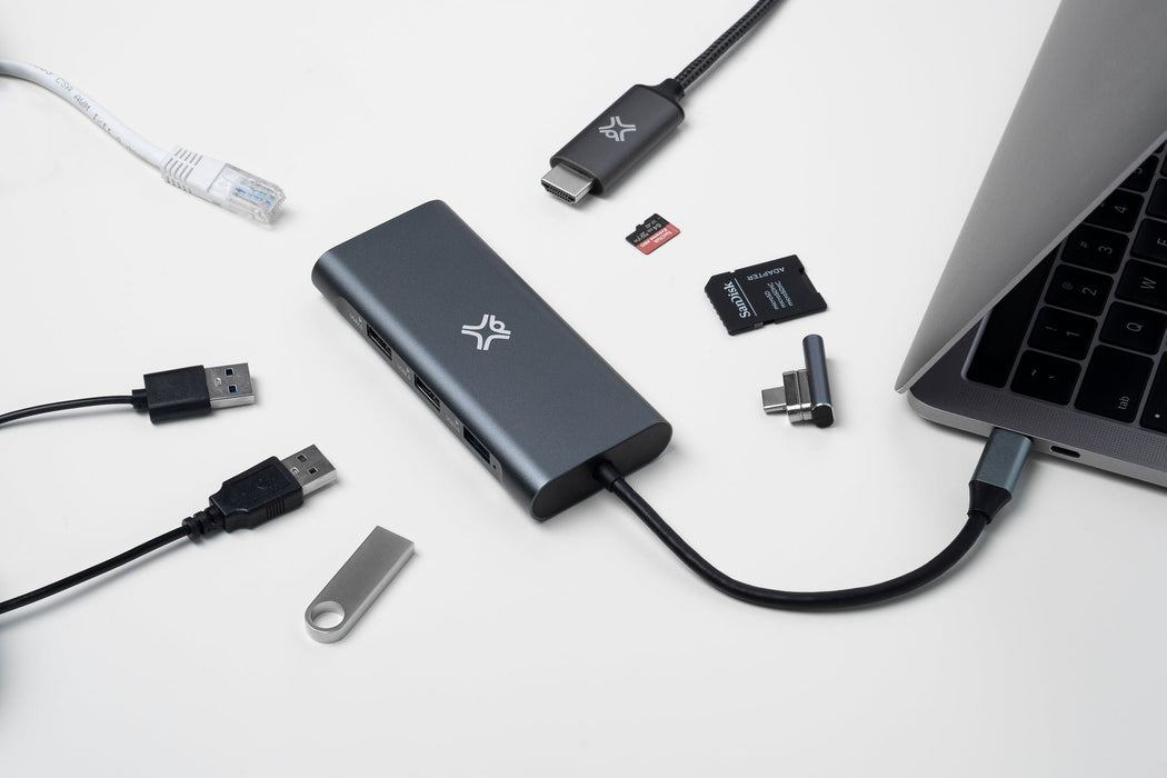 EAN 5453003787310 - XtremeMac XWH-HUB8-13 hub de interfaz USB Tipo C 40000 Mbit/s Gris imagen 3
