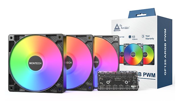 EAN 4710562743135 - Montech GF120 PWM Carcasa del ordenador Módulo de ventilador 12 cm Negro 3 pieza(s) imagen 4