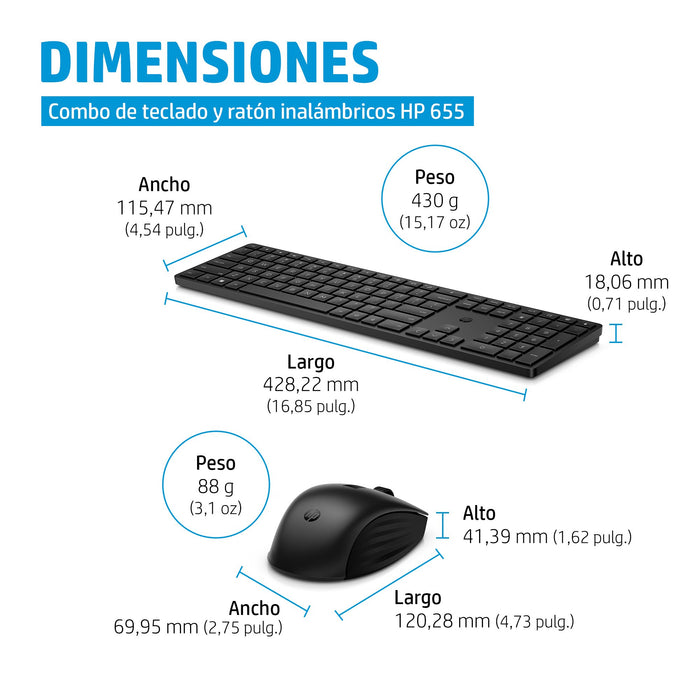 EAN 5715328121454 - HP 655 Wireless Keyboard and Mouse Combo teclado Ratón incluido Hogar RF inalámbrico Negro imagen 2