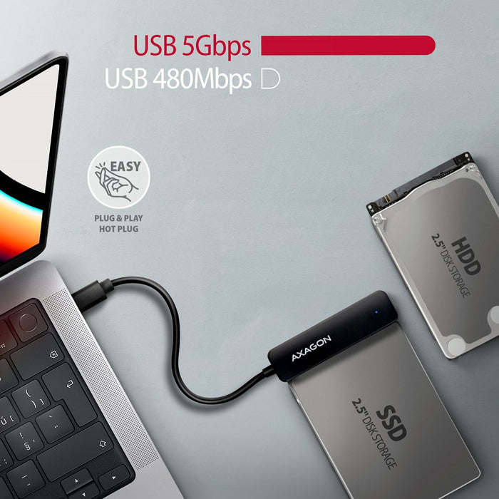 EAN 8595247907455 - Axagon ADSA-FP2C USB-C 5Gbps - SATA 6G, 2.5 SSD/HDD SLIM adapter - Adapter - Digital/Daten tarjeta y adap imagen 3