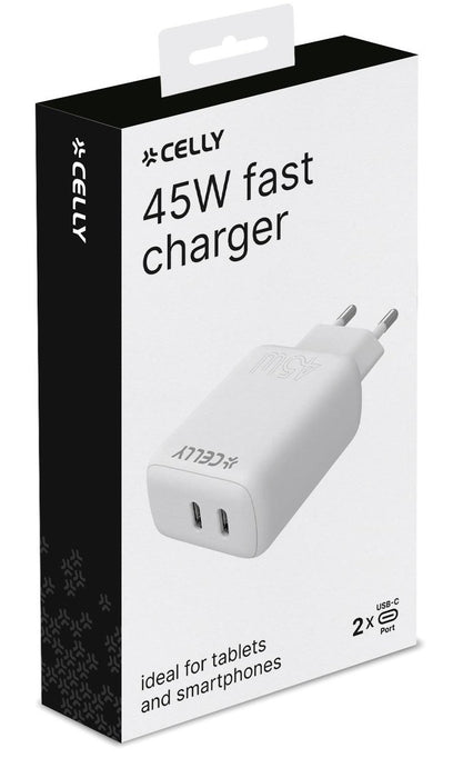 EAN 8021735204541 - Celly TC2USBC45WWH cargador de dispositivo móvil Smartphone, Tableta Blanco Corriente alterna Carga rápid imagen 3