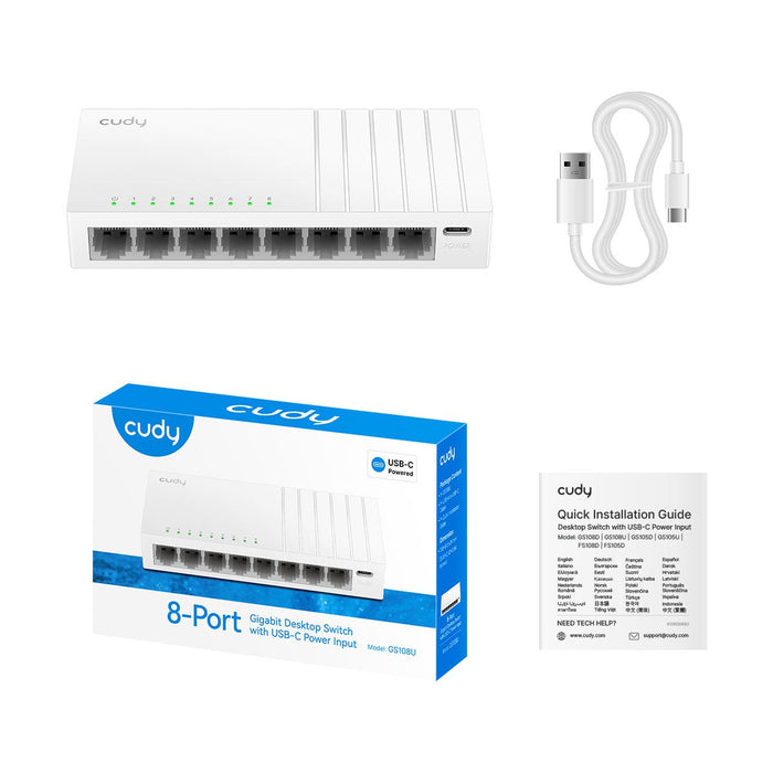 EAN 6971690794682 - Cudy 8-Port Gigabit Switch with USB-C Power Input, GS108U 2.0 No administrado Gigabit Ethernet (10/100/10 imagen 3