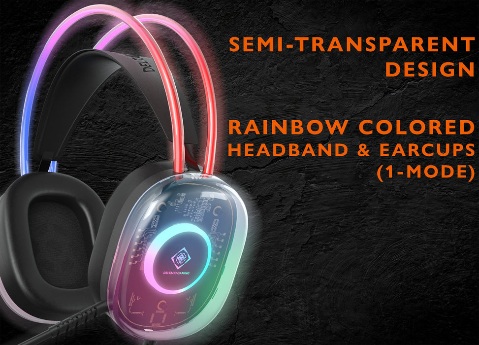 EAN 5706470154537 - Deltaco Gaming GAM-186 auricular y casco Auriculares Alámbrico Diadema Juego USB tipo A Negro, Transparen imagen 5