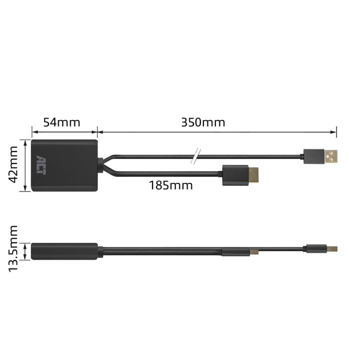 EAN 8716065574234 - ACT AC7536 adaptador de cable de vídeo 0,24 m HDMI + USB DisplayPort Negro imagen 2