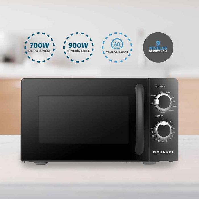 EAN 8426156018102 - Grunkel MWG-20NG microondas Negro Microondas con grill Encimera 20 L 700 W imagen 4