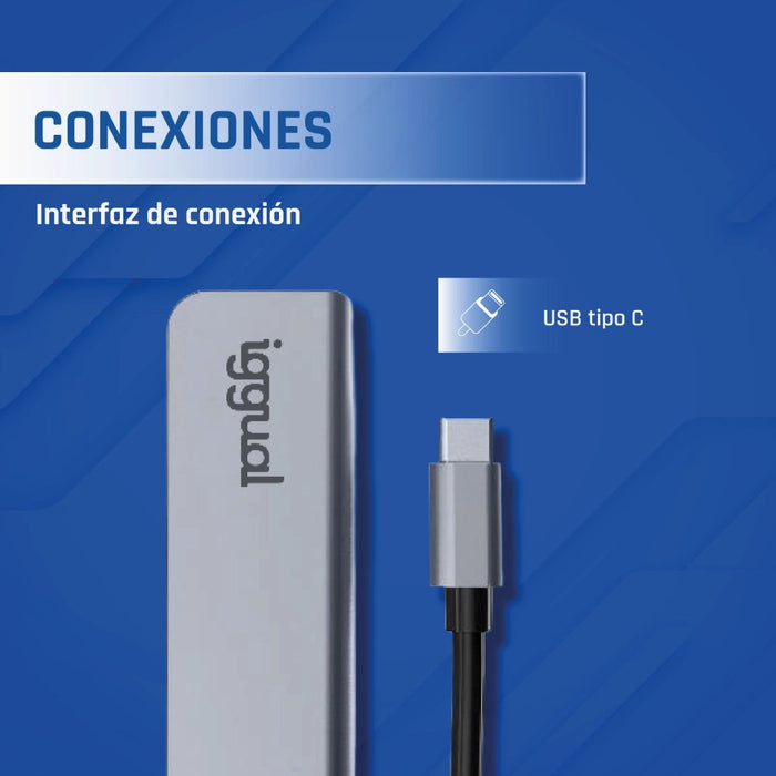 EAN 8435364319239 - iggual IGG319239 hub de interfaz USB 3.2 Gen 1 (3.1 Gen 1) Type-C 5000 Mbit/s Plata imagen 3