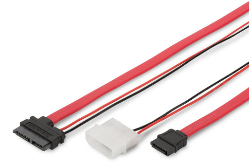 EAN 4016032299820 - Digitus AK-400114-005-R cable de SATA 0,5 m SATA 13-pin SATA 22-pin + Molex (4-pin) Rojo imagen 1