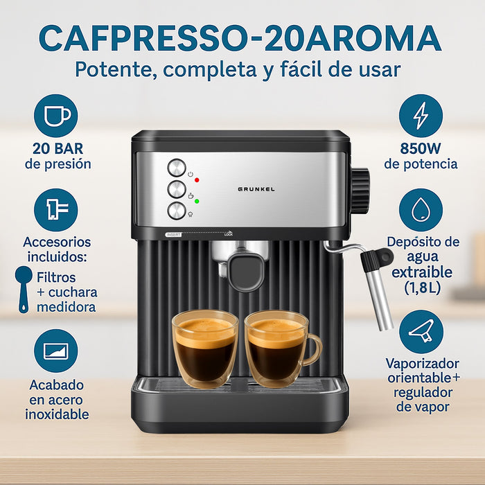 EAN 8426156018898 - Grunkel CAFPRESSO-20AROMA cafetera eléctrica Máquina espresso 1,8 L imagen 6