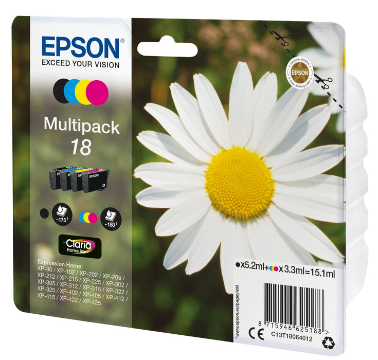 EAN 8715946625195 - Epson Daisy C13T18064022 cartucho de tinta 1 pieza(s) Original Negro, Cian, Magenta, Amarillo imagen 1