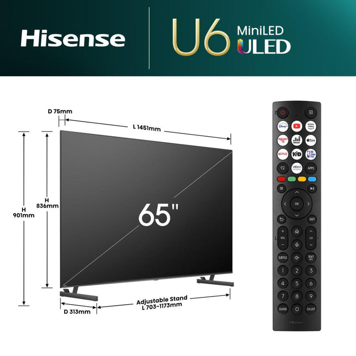 EAN 6942351404042 - Hisense 65U6NQ 165,1 cm (65") 4K Ultra HD Smart TV Wifi Gris 600 cd / m² imagen 2