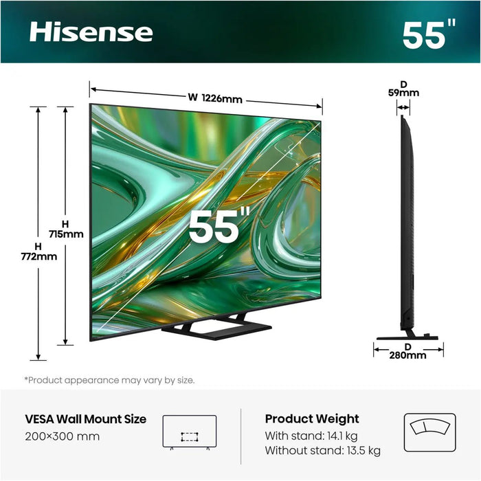 EAN 6942351434582 - Hisense 55E8S 139,7 cm (55") 4K Ultra HD Smart TV Wifi Negro imagen 3