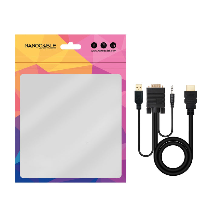 EAN 8433281013834 - Nanocable 10.15.4350 adaptador de cable de vídeo 1,8 m HDMI tipo A (Estándar) VGA (D-Sub) + 3.5mm + USB T imagen 6