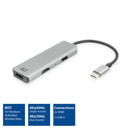 EAN 8716065550283 - ACT AC7013 base para portátil y replicador de puertos Alámbrico USB 3.2 Gen 1 (3.1 Gen 1) Type-C Negro, G imagen 2