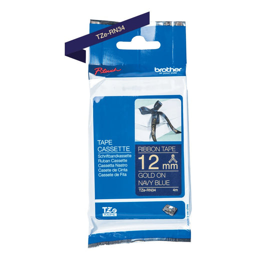 EAN 4977766770439 - Brother TZE-RN34 cinta para impresora de etiquetas Oro sobre azul marino imagen 2