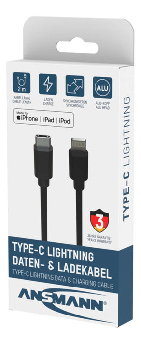 EAN 4013674152445 - Ansmann 1700-0107 cable de conector Lightning 2 m Negro imagen 2