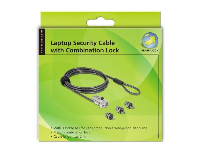 EAN 4043619206773 - Navilock 20677 cable antirrobo Negro, Plata 2 m imagen 3