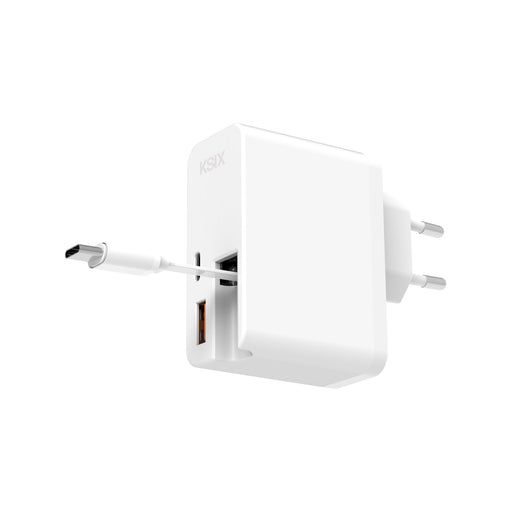 EAN 8427542141190 - Ksix BCD65WB01 cargador de dispositivo móvil Portátil, Smartphone, Tableta Blanco Corriente alterna Carga imagen 1