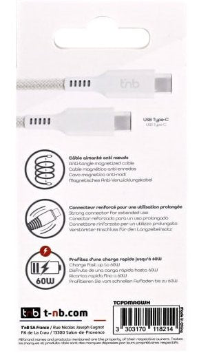 EAN 3303170118214 - T'nB TCPDMAGWH cable USB 1,5 m USB C Blanco imagen 5