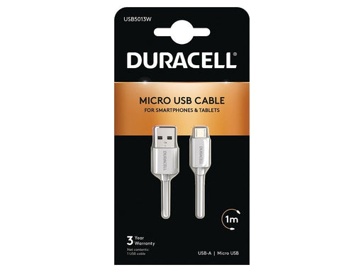 EAN 5055190170045 - Duracell USB5013W cable USB 2.0 1 m USB A Micro-USB A Blanco imagen 1