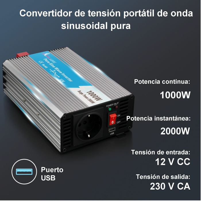 EAN 5903148918143 - Extralink VOLTAGE CONVERTER 12V - 230V, 1000W, PURE SINUS OPIP-1000W adaptador e inversor de corriente Au imagen 15