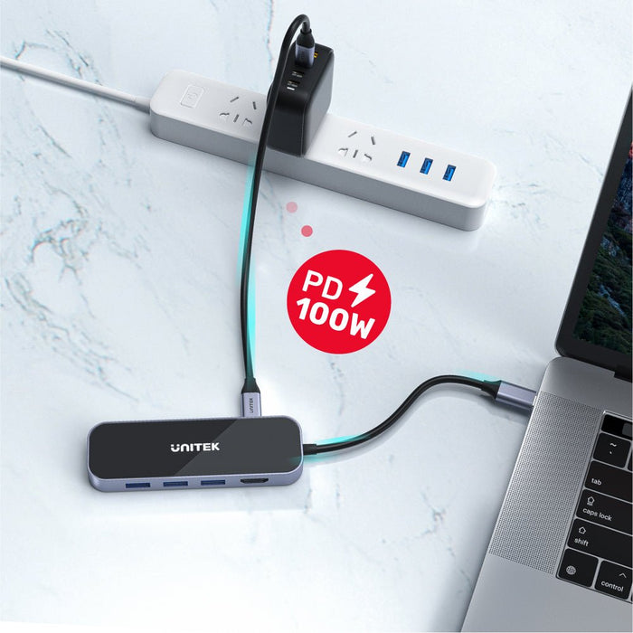 EAN 4894160048097 - UNITEK uHUB H6 Alámbrico USB 3.2 Gen 1 (3.1 Gen 1) Type-C Negro, Gris imagen 6
