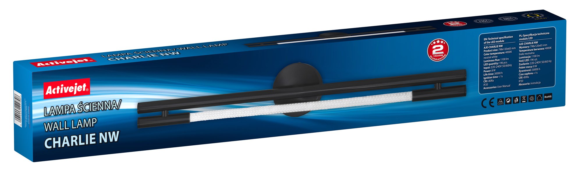 EAN 5901443122708 - Activejet AJE-CHARLIE NW iluminación de pared 8 W imagen 5