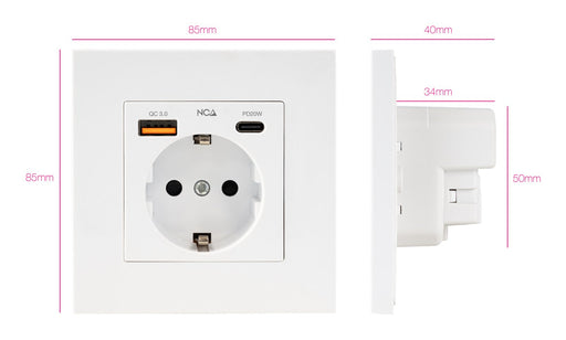 EAN 8433281016651 - Nanocable 10.35.0011 toma de corriente AC + USB A + USB C imagen 2