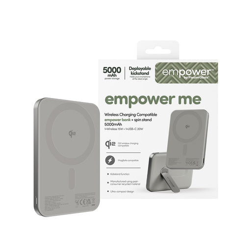 EAN 5715685028403 - PanzerGlass empower™ by ® empower™ Bank w. Spin Stand | 5000mAh | Titanium Cargador inalámbrico Titanio imagen 2