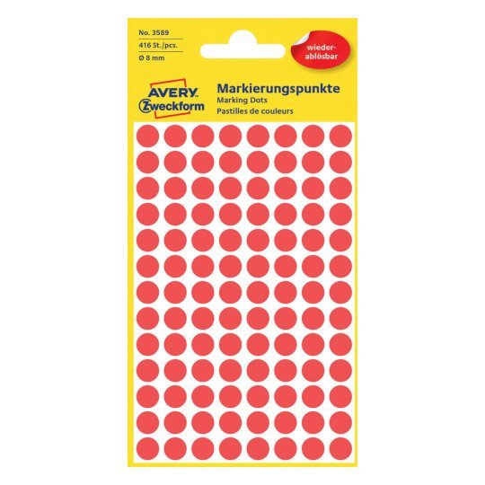 EAN 4004182035894 - Avery 3589 etiqueta autoadhesiva Círculo Rojo 416 pieza(s) imagen 1