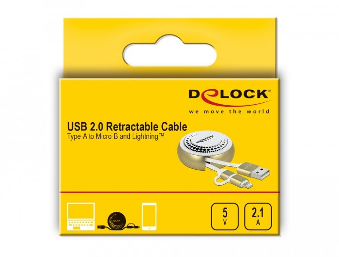 EAN 4043619858200 - DeLOCK 85820 cable USB USB 2.0 0,92 m USB A Micro-USB B/Lightning Oro, Blanco imagen 5
