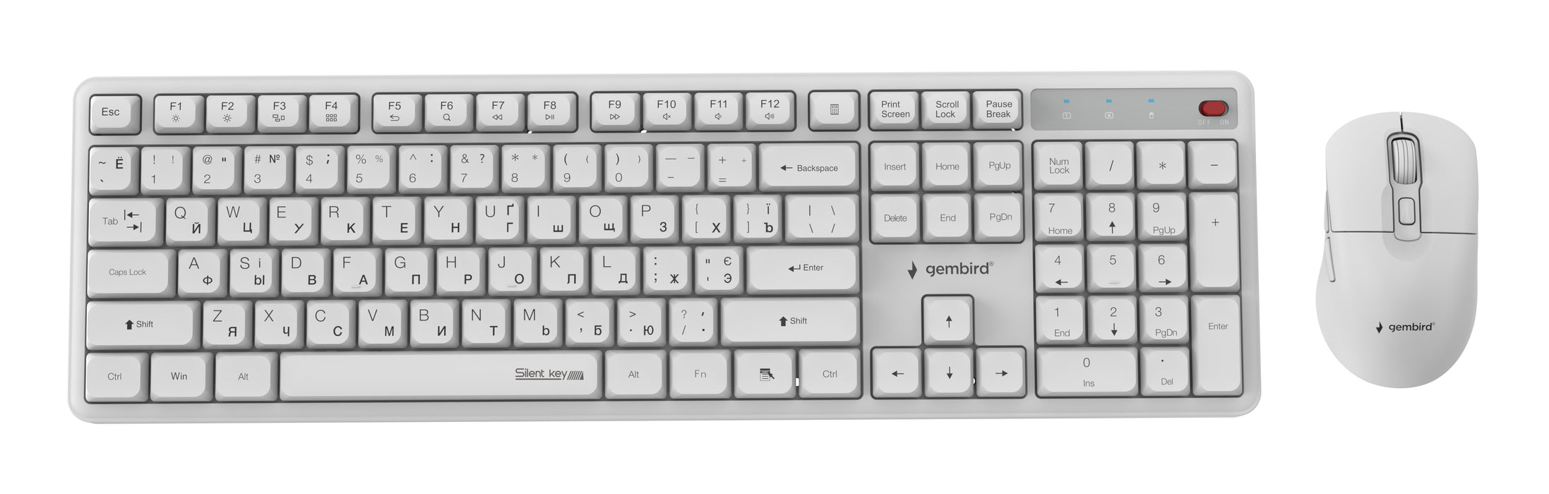 EAN 8716309137065 - Gembird KBS-WMS-01-W-CYRL teclado Ratón incluido Oficina RF inalámbrico QWERTY Internacional de EE.UU., U imagen 1