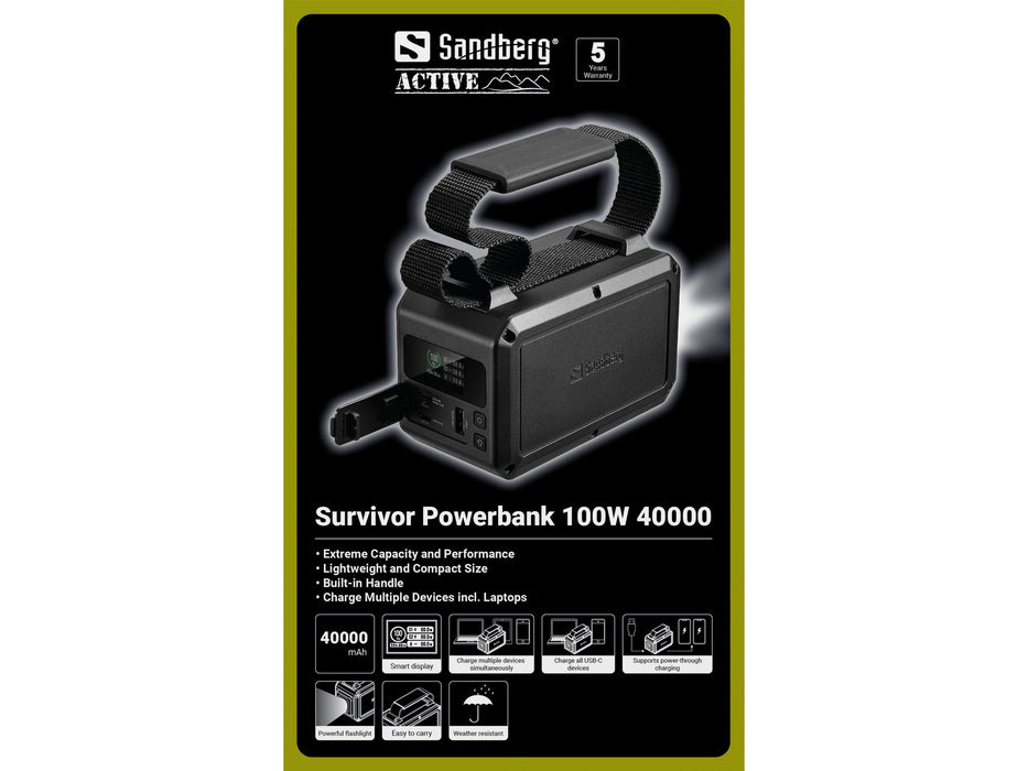 EAN 5705730421143 - Sandberg Survivor Powerbank 100W 40000 40000 mAh Negro imagen 3