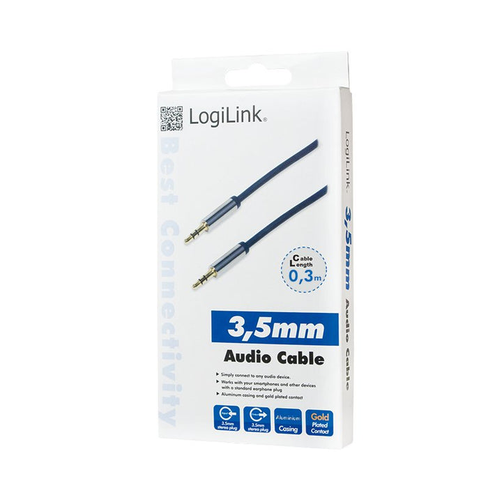 EAN 4052792034370 - LogiLink 3.5mm - 3.5mm 0.3m cable de audio 0,3 m 3,5mm Azul imagen 3