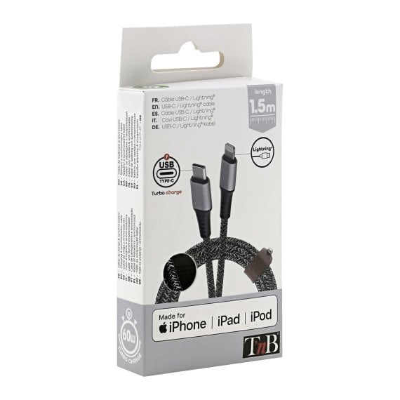 EAN 3303170111284 - T'nB CBLTCLTD cable de conector Lightning 1,5 m Negro, Gris imagen 6