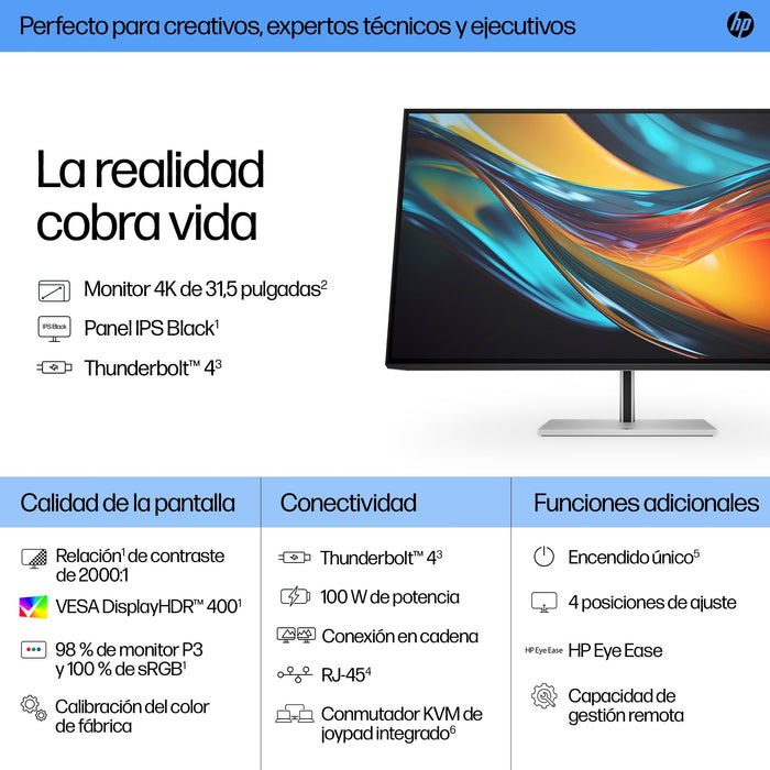 EAN 5715063476543 - HP Series 7 Pro شاشة 4K Thunderbolt 4 مقاس 31.5 بوصة - 732pk pantalla para PC 80 cm (31.5") 3840 x 2160 P imagen 11